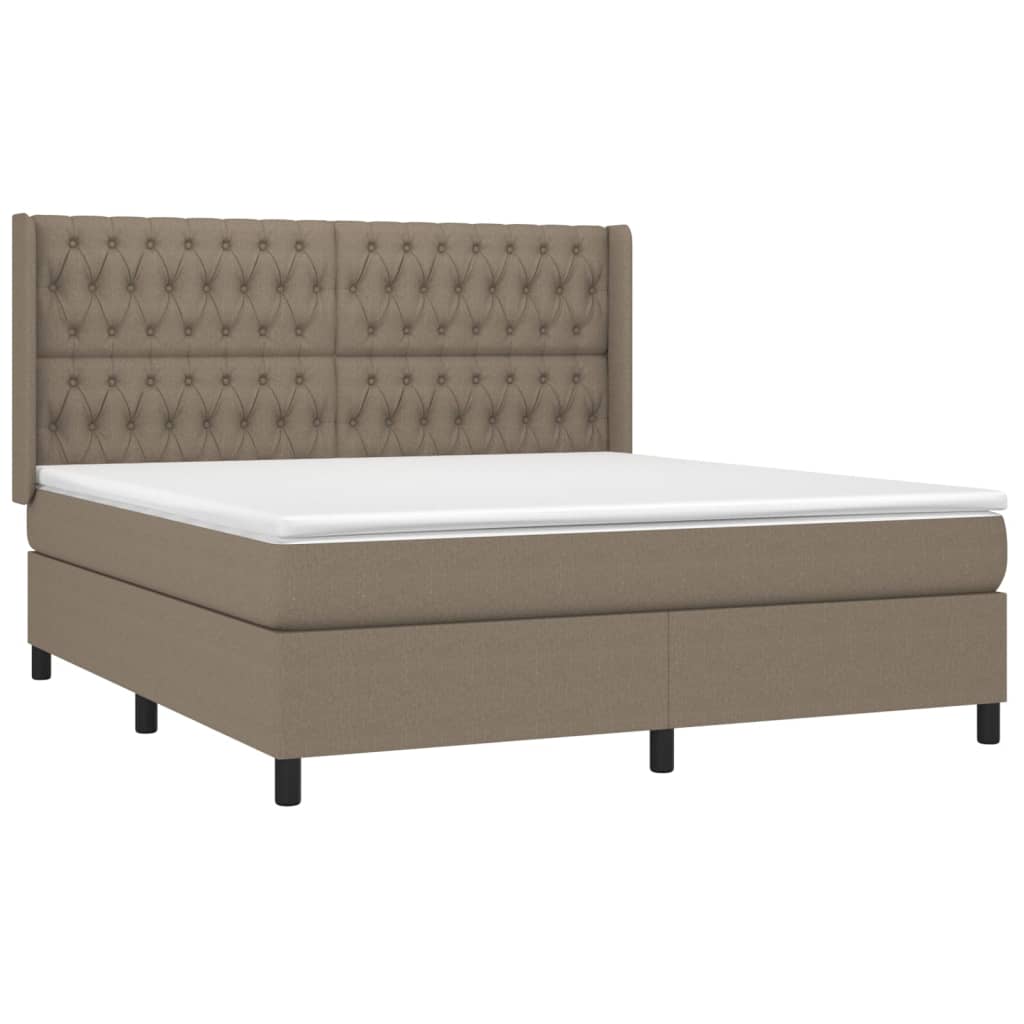 Box Spring Bed with Mattress Taupe 180 x 200 cm Fabric