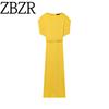 Zbzr Autumn New Women Clothes Western Style Fashion With Belt Temperament Midi Dress 8747511