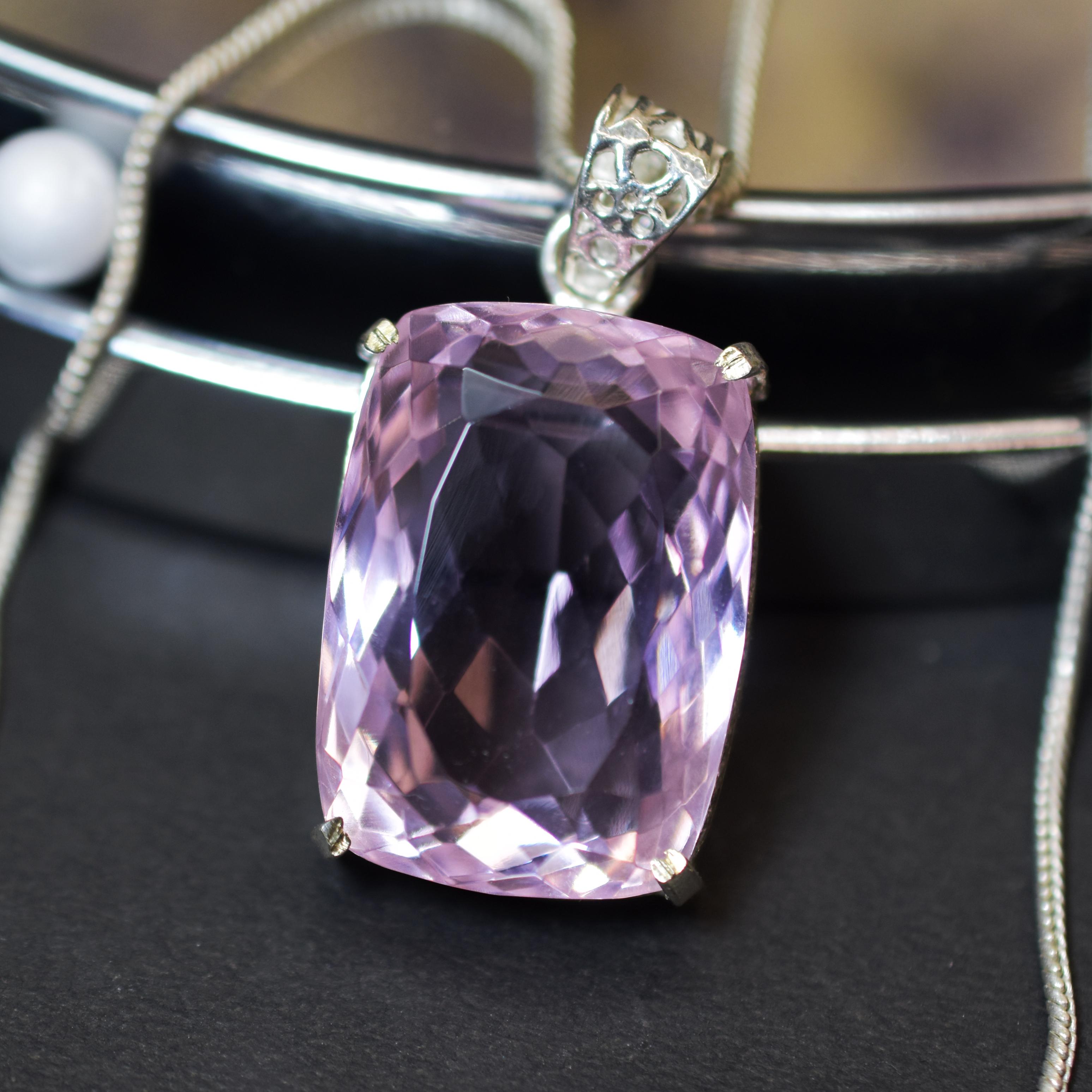 

Natural Pendant Pink Topaz Emerald 925 Sterling Silver 98.40 Gems CERTIFIED my-409-k