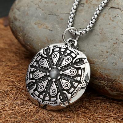 Vintage Nordische Kompass Anhänger Halskette Edelstahl Wikinger Runen Vegvisir Amulett Halsketten für Männer Mode Isländischer Schmuck