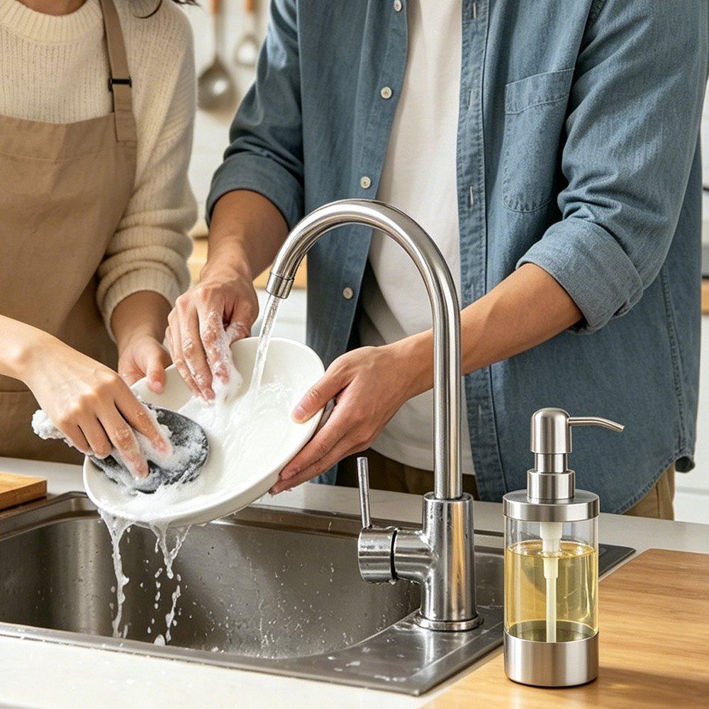 350ml Capacity Hand Sanitizer Dispenser 304 Stainless Steel Shower Gel Dispenser Kitchen Supplies