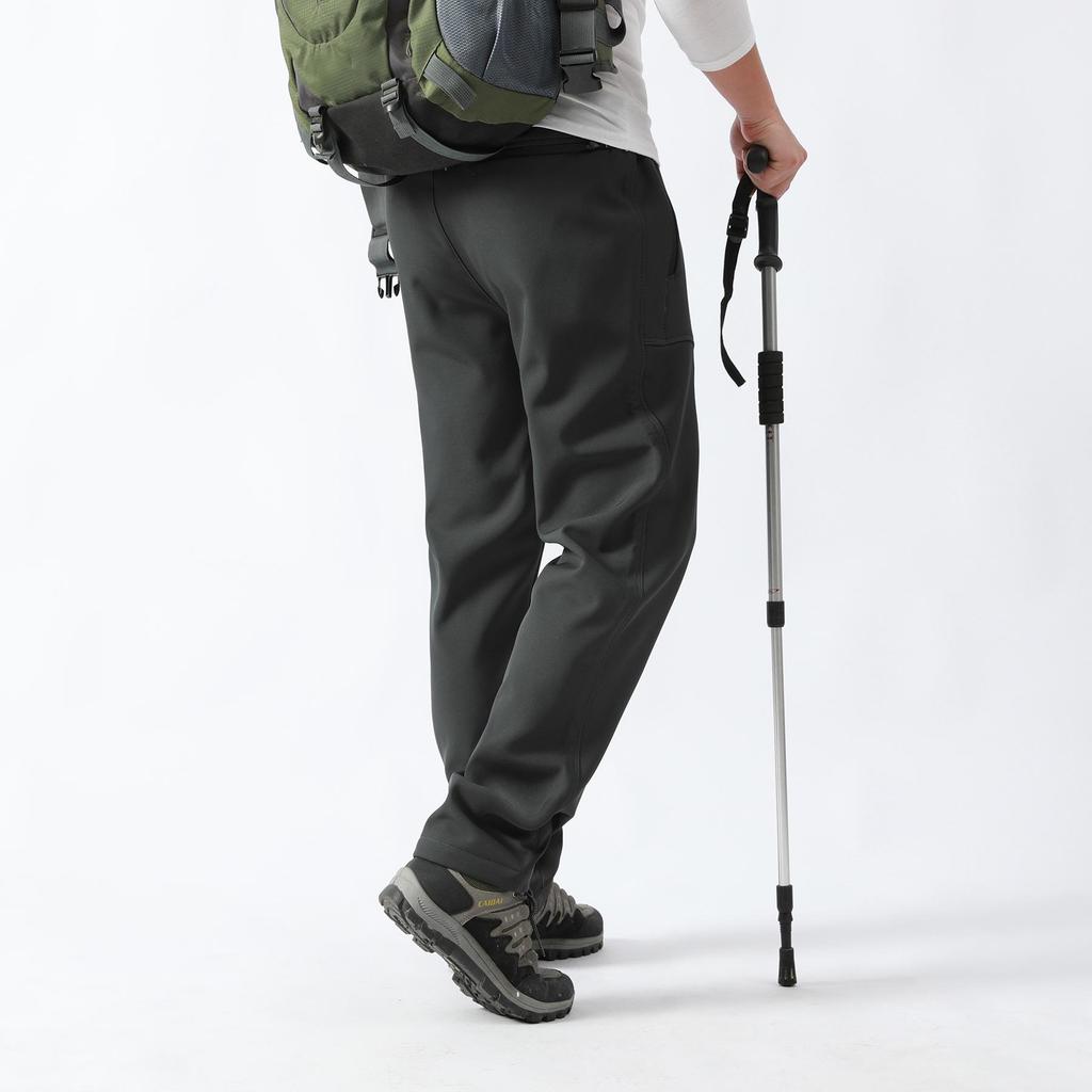 Men's Fleece-Lined Softshell Hiking Pants - Windproof, Warm, and Wear-Resistant for Outdoor Use
