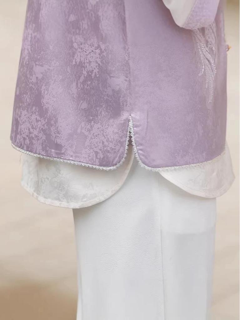 Elegant National Style Jacquard T-Shirt and Vest Set for Women - Spring Collection