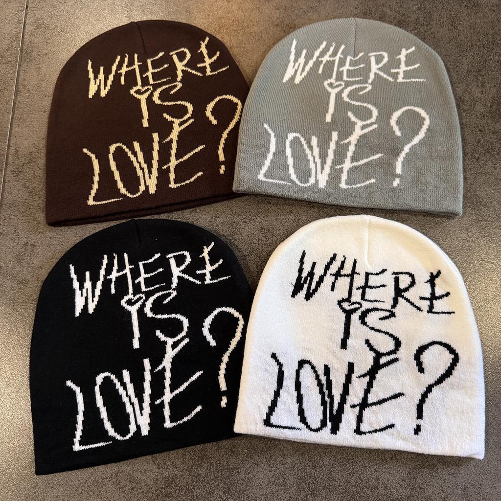 Hat Style Knitted For Women With Letter Detailing Warm Acrylic Headgear Winter