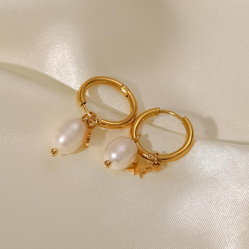 Yori Delicate Natural Freshwater Pearls Earrings PVD Plated Water Proof Fashion Jewellery for Women Bijoux