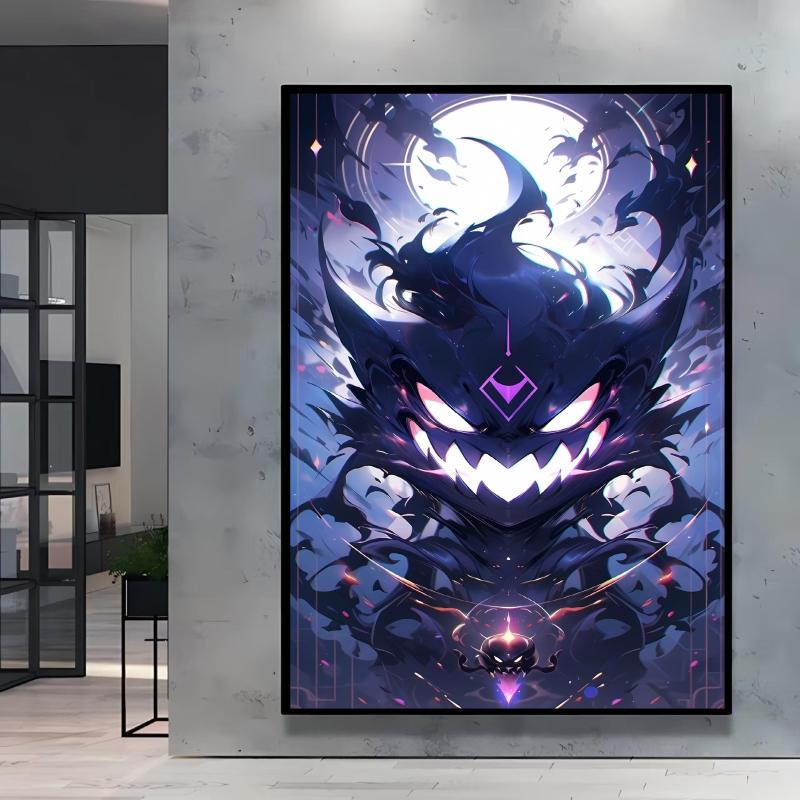 Canvas Artwork Painting Pokemon Gengar Poster Hd Prints Cartoon Character Picture Classic Modern Home Living Room Wall Decor