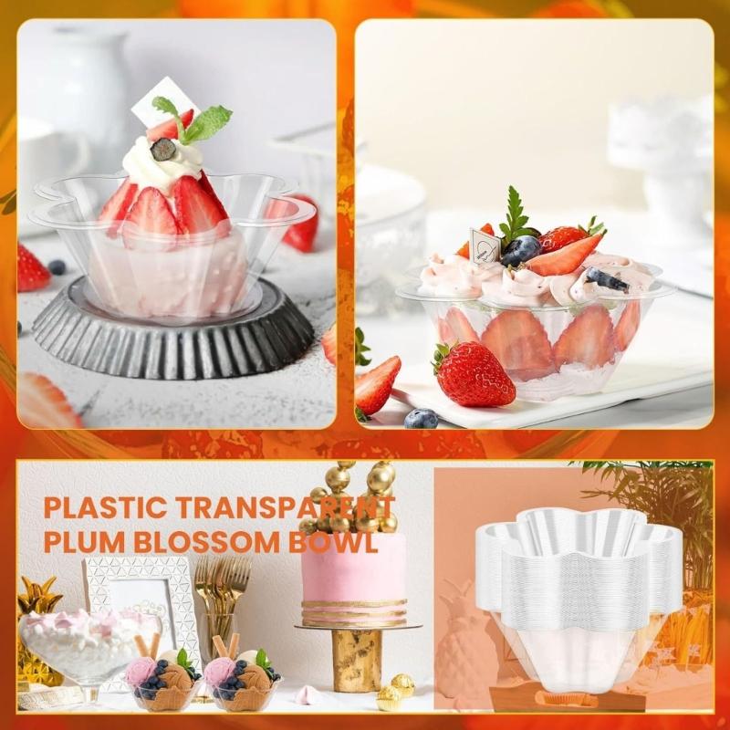 60Pieces Efficient Plastic Dessert Cups With 60 Matching Spoons Shatters Proof Ideal For Family Dining Event