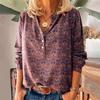 Womens Fashion Casual Button Long Sleeve Vintage Print T-Shirts Tops Blouse