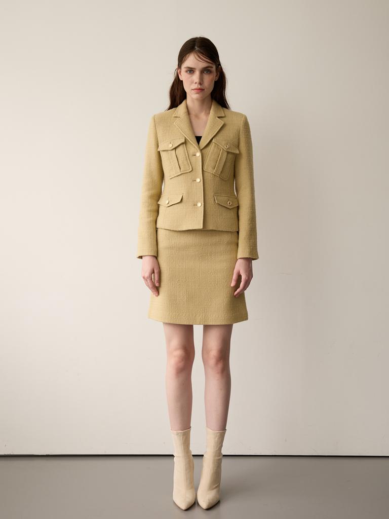 Freaks By Kimtaehoon [Tweed Suit] Wool Tweed Single Jacket With Pocket Detail