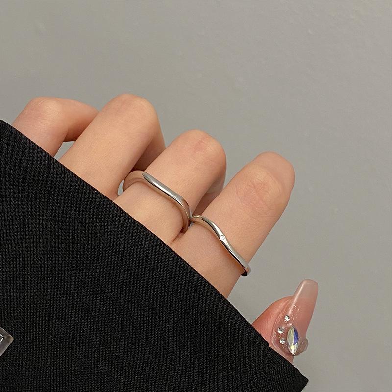 Geometric Square Open Ring Set: Women's Cold Style Adjustable Index Finger Ring with a Neutral, Plain Band Design.