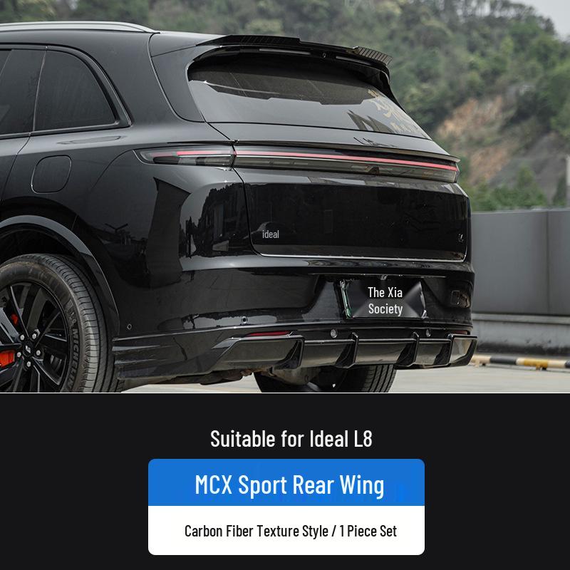 Upgrade Li Auto L6/L7/L8/L9 with Black Warrior MC sports rear and top wing kit, no drilling needed.
