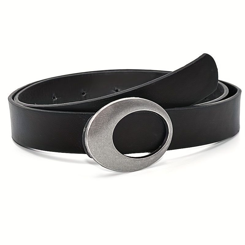 

Stylish Trendy Oval Hollow Metal Snap Belt Versatile Accessory For Dresses Jeans Black 2.8105