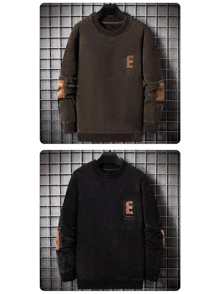 Men's Thick Velvet Sweater, Korean Style Round Neck – Warm Autumn/Winter Hoodie for Teens & University Students