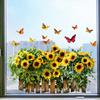 Flower Butterfly Window Cling PVC Spring Floral Window Decals Anti Collision Removable Stickers for Home Party Shop Glass Door Window Decoration