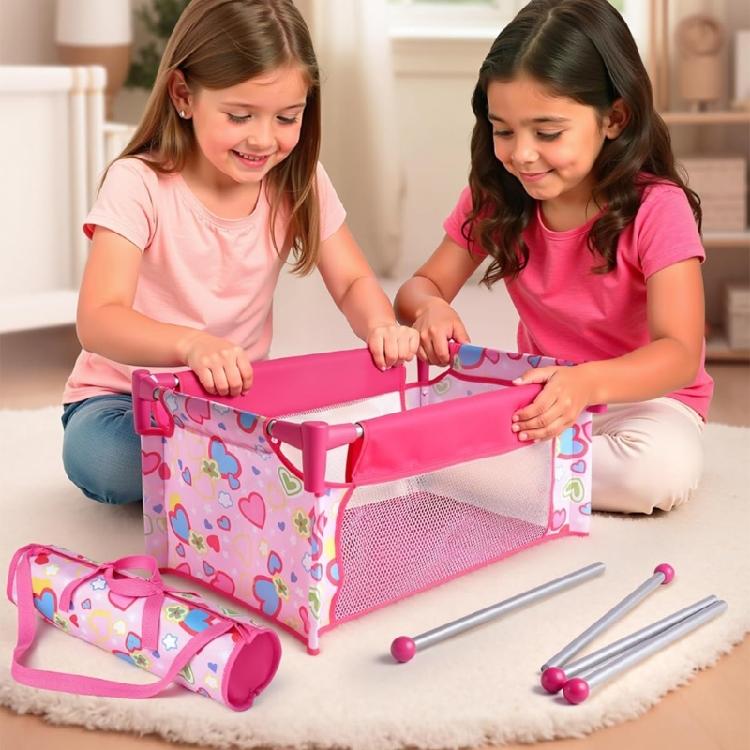 Berço de Boneca Portátil para Aventuras de Faz de Conta das Crianças em Ambientes Internos e Externos Cama Infantil