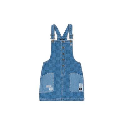 Vestido sem Mangas Jeans Xadrez Bloco de Cores Vestidos Femininos Azul VN00075R7W6