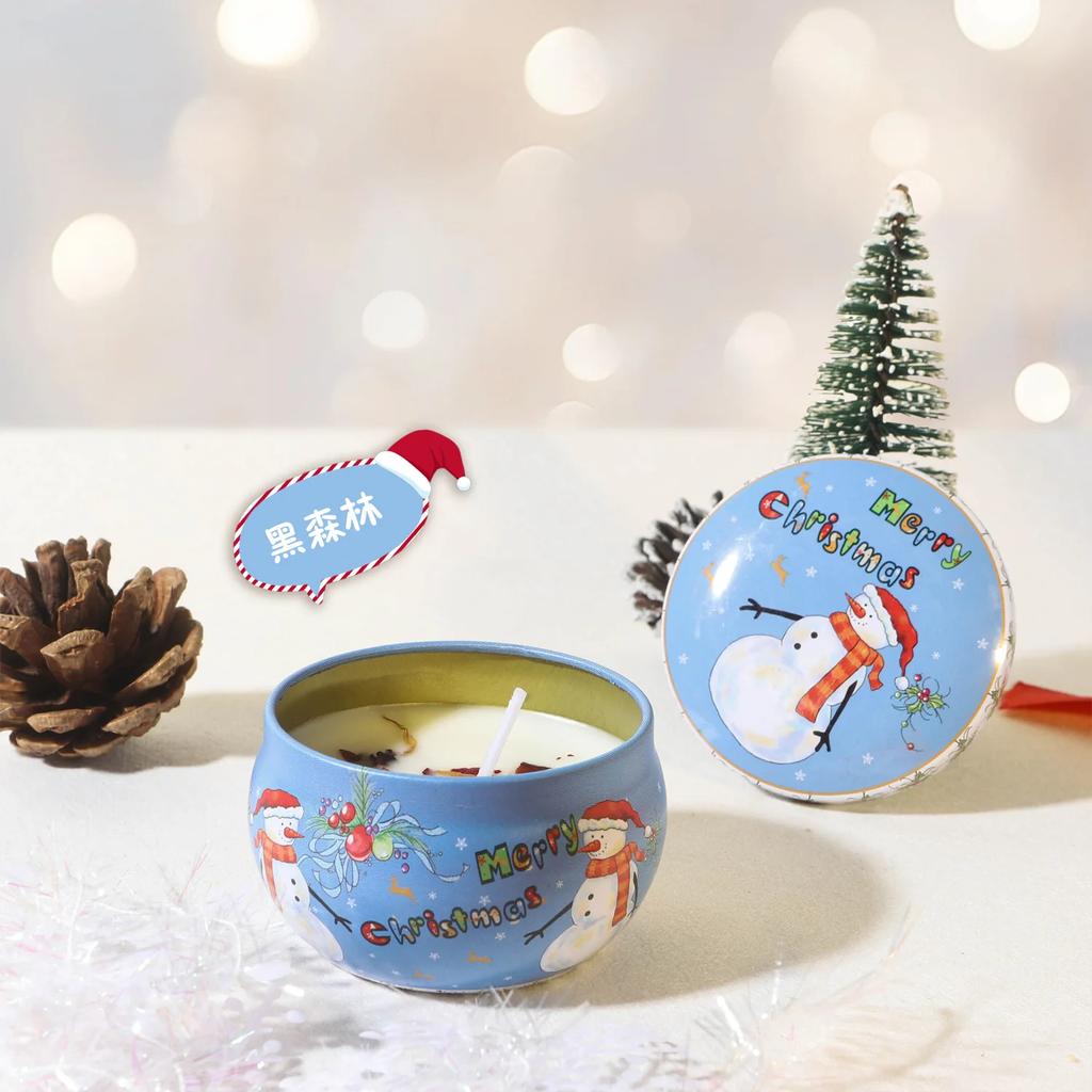 Christmas Creative Aromatherapy Candle: Large-bellied Jar, Home Fragrance, Birthday Gift, Round Small Iron Box, Souvenir Gift