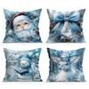 Blue Toned Christmas Pillowcase Bedroom Sofa Cushion Cover 100% Polyester Living Room Cushion Pillowcase Home Decor 45X45Cm