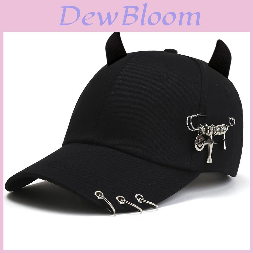 Streetwear Cool Cowhorn Baseball Cap With Metal Ring Embellishments For Urban Style