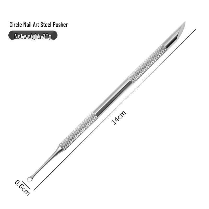 Russian-Style Double-Ended Nail Art Tool: Steel Cuticle Pusher & Slanted Polishing Head