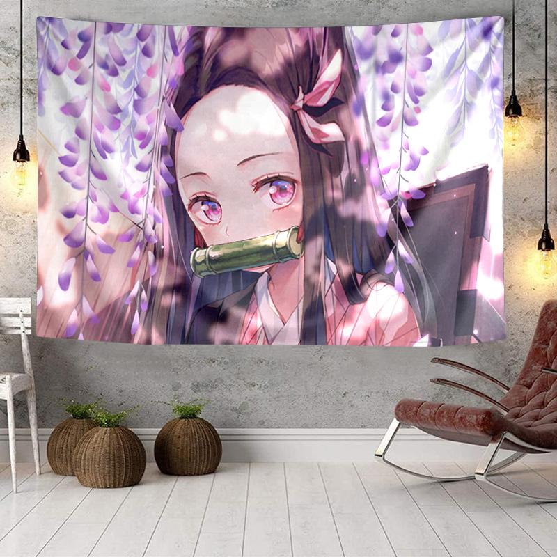 Anime Slayer Characters Tapestry, Unique Design Tapestry, Wall Decor for Bedroom,Livingroom, Playroom,Heartwarming Fan Holiday Gifts