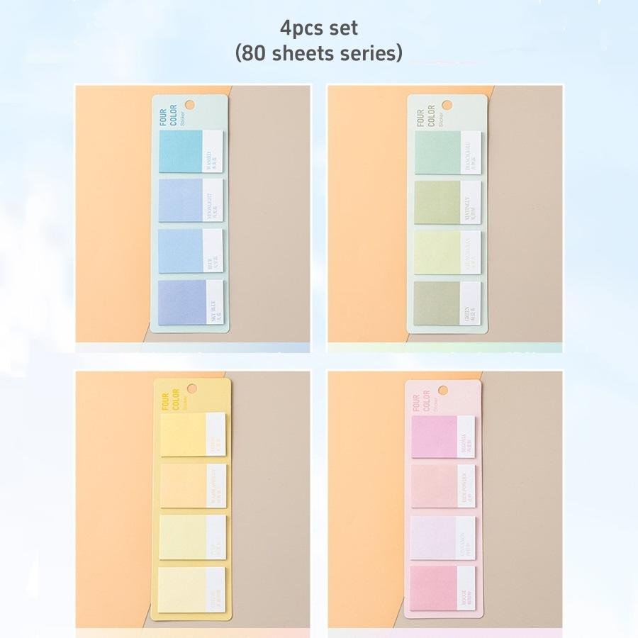 1/4 pièces Notes autocollantes dégradées de couleurs douces, étiquettes carrées, bloc-notes autocollant, agenda