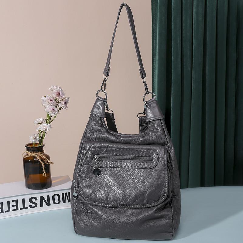 Multifunction White Backpacks Fashion Washed Soft PU Leather Anti-thief Backpack Large Capacity School Bag for Teenager Girls