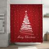 TU Festive Christmas Shower Curtain Red Merry Xmas Holiday Bathroom Decor Waterproof Holiday Home Decor Xmas Pattern Gift