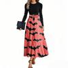 Women's Fashion Casual Belted Long Sleeve Round Neck Halloween Printed Elegant Temperament Dresses