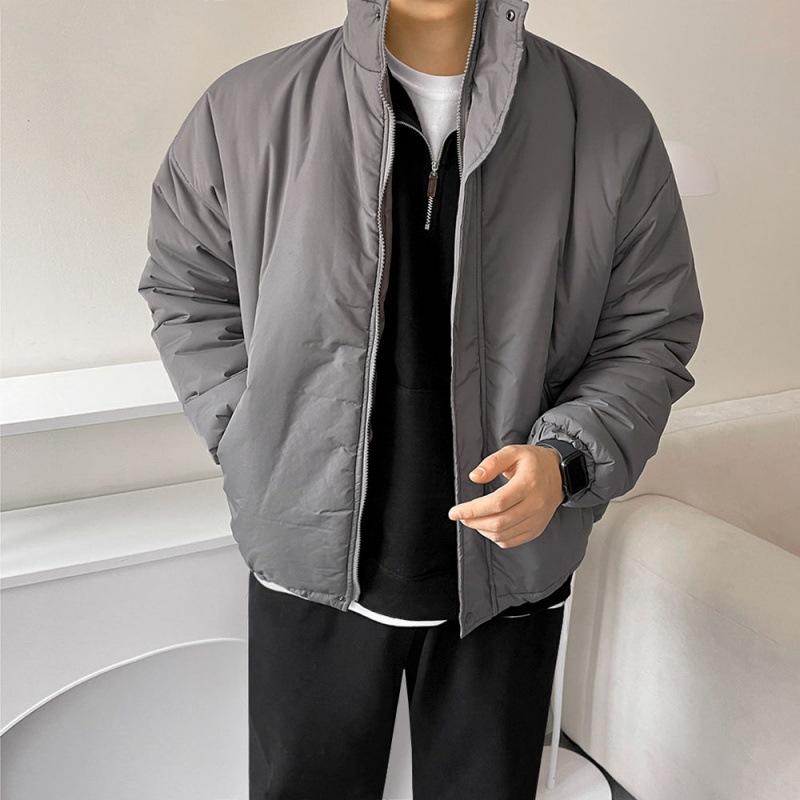 

Хлопковое пальто с воротником-стойкой, мужское зимнее утолщенное хлопковое пальто, корейский стиль, свободная повседневная однотонная теплая хлопковая куртка 2XL