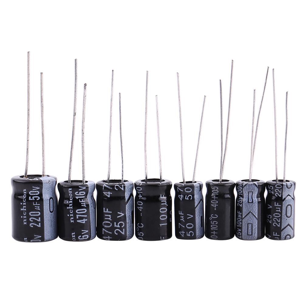 125pcs Electrolytic Capacitor Assortment Kit Set 1uF.2200uF 25 Values, Miniature, Popular,  , Packed In Plastic Bags, Suitable for