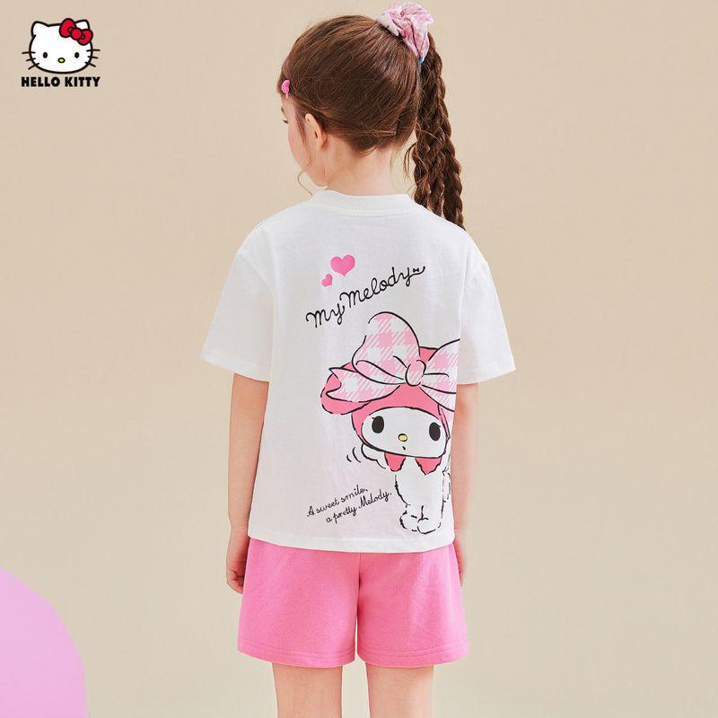 Girls' Summer My Melody Short-Sleeved Shorts Two-Piece Set 2025 New Style Trendy Color-Blocking Outfit for Older Children