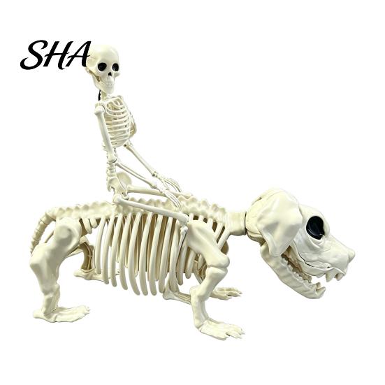 Realistic Skeleton Ornament Halloween Decoration, Riding Dog Statue, 52cm Large Bone Figure for Matte Off-white Yard Display, Spooky Child Hound Decor белый