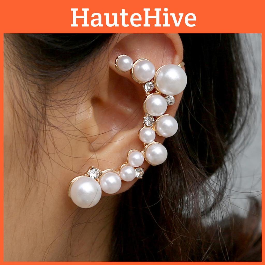 Simulation Pearl Stylish Earring With Sparkling Rhinestones For Casual Wear