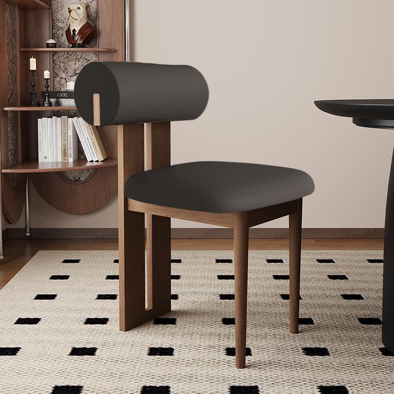Nordic Solid Wood Dining Chair with Upholstered Soft Backrest - Cotton & Linen Fabric, Designer Style for Home or Cafe Use