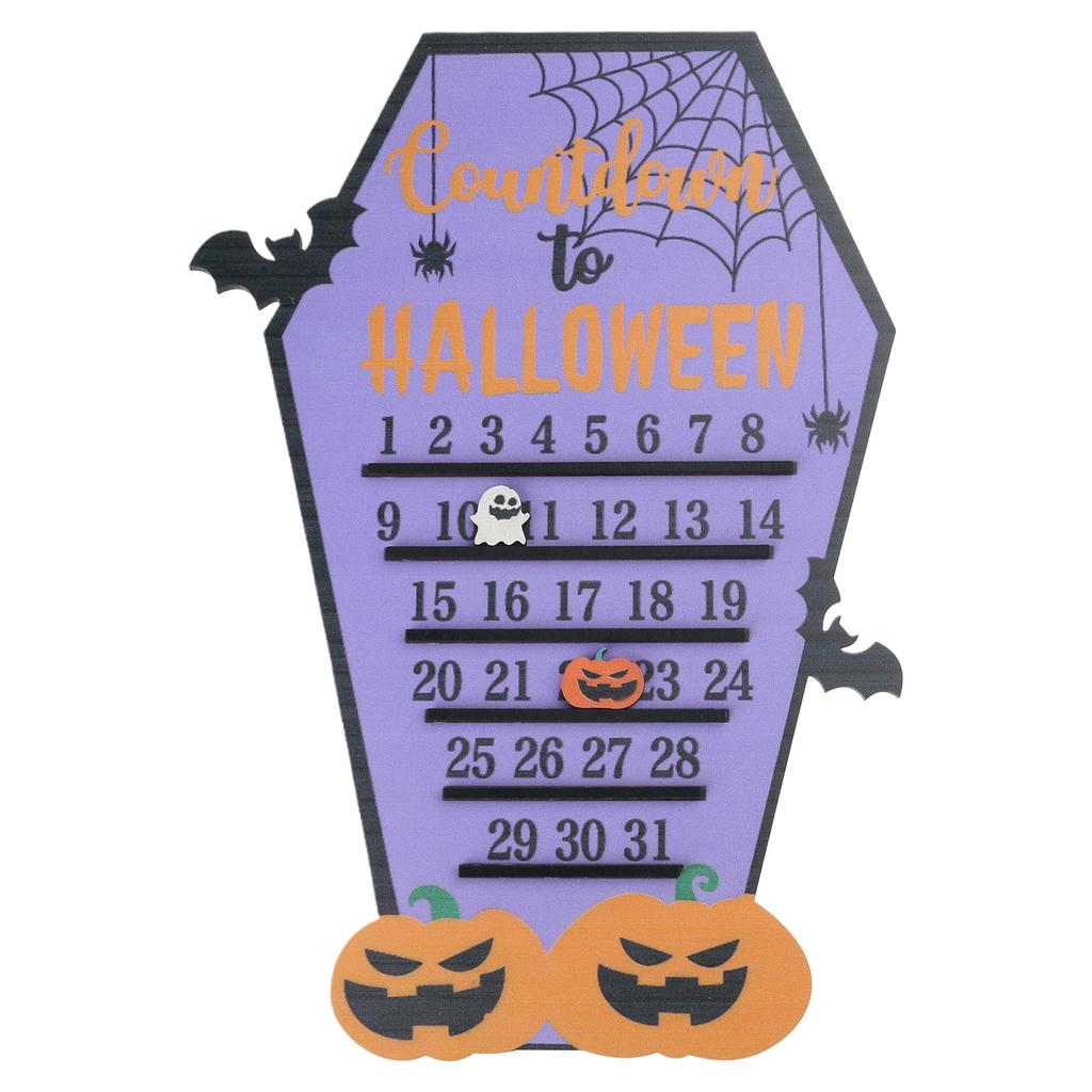 Advent Calendar Halloween Countdown Calendars Wood Coffin Christmas Table Calendar Ornament Table Planner Party Supplies