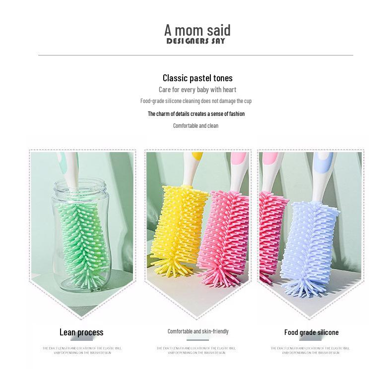 Multifunctional Silicone Bottle and Cup Cleaning Brush with Long Handle