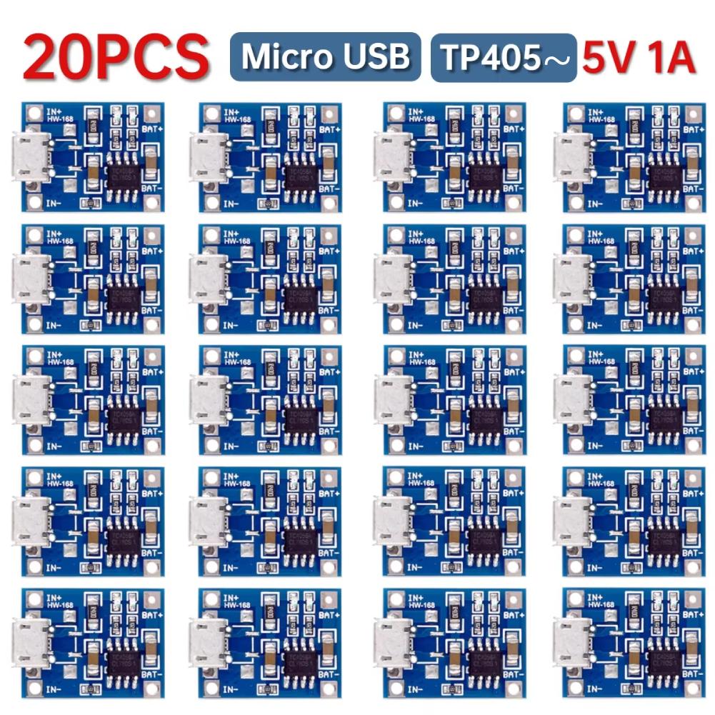 1-20PCS TP405~ 5V 1A 18650 Lithium Battery Charger Module Type-C/Micro USB/Mini USB Charging Board With Protection Dual Function