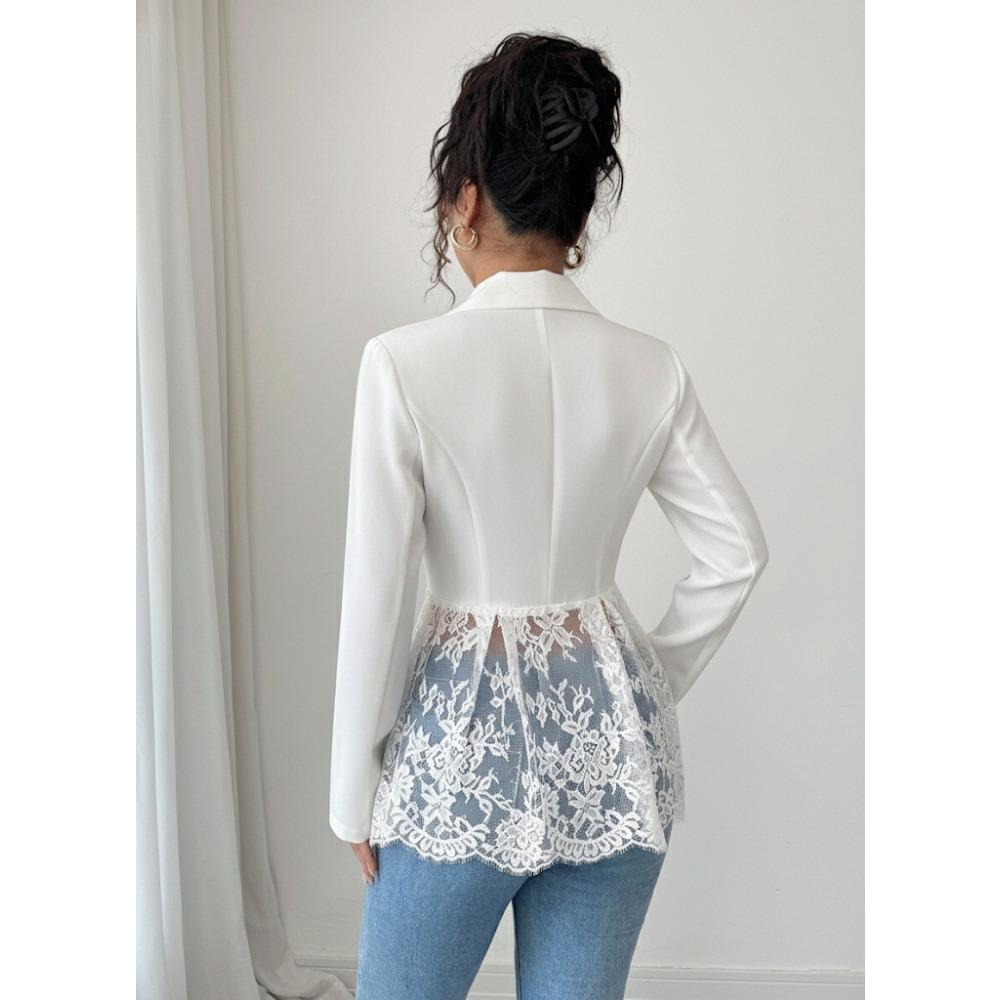 Fashionable Women's Western-style Suit Jacket with Lace Trim, Stylish, Versatile, Sexy, Slimming, Single-button, New Style, Casual Suit Jacket