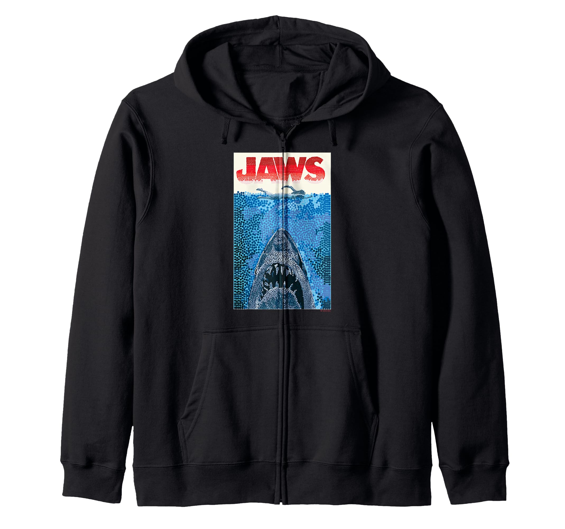 Jaws Fearsome Ocean Predator Attack Art Zip Hoodie