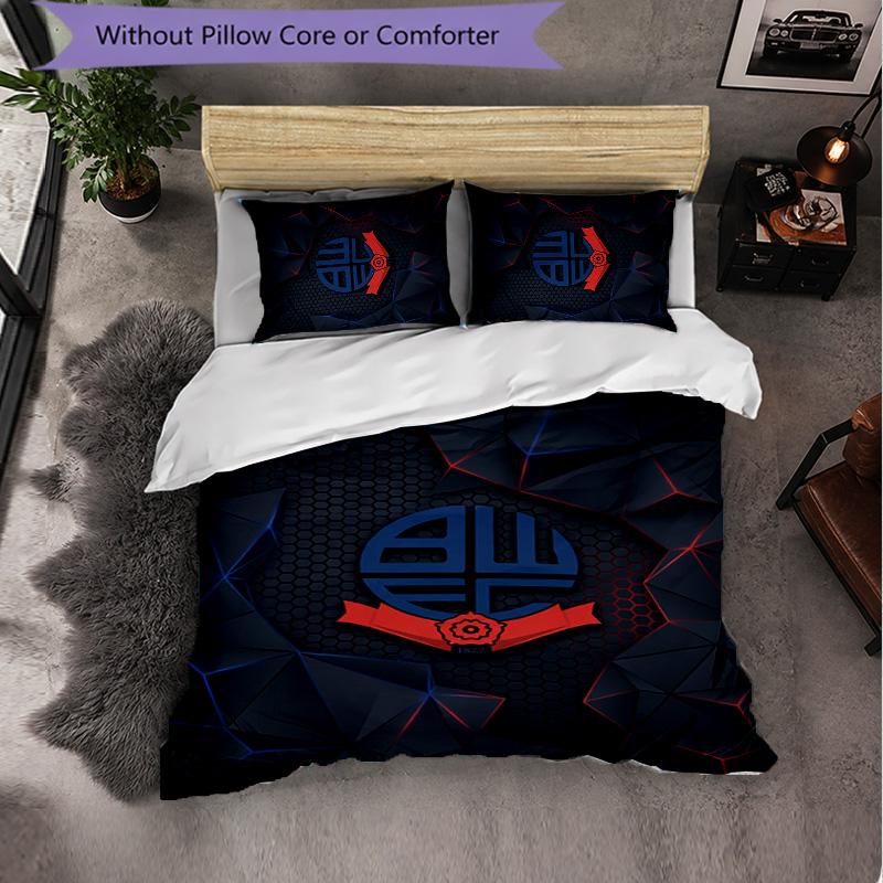 Bolton Wanderers FC Themed Bedding 3Pcs Duvet Cover Set Decorative Bed Linen For Teen Room Home Decoration