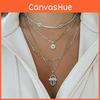 Demon Eye Pendant Necklace Vintage Multilayer Alloy Chain For Women