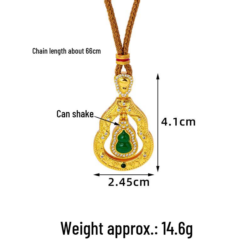 Halskette im Palaststil mit hohlem Kürbis und eingelegtem Chalcedon-Anhänger - Damen-Farbecht-Schmuck