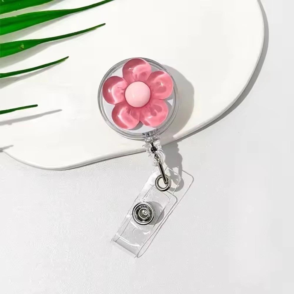 Cute Floral Badge Reel Retractable ID Card Badge Holder Clip Worker ID Card Pull Buckle  For Women