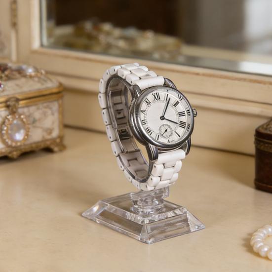 Clear Watch Display Stand Acrylic C Shape Watch Holder Stand Bracelet Bangle Wrist Jewelry Stand for Home Shop Counters Shelves