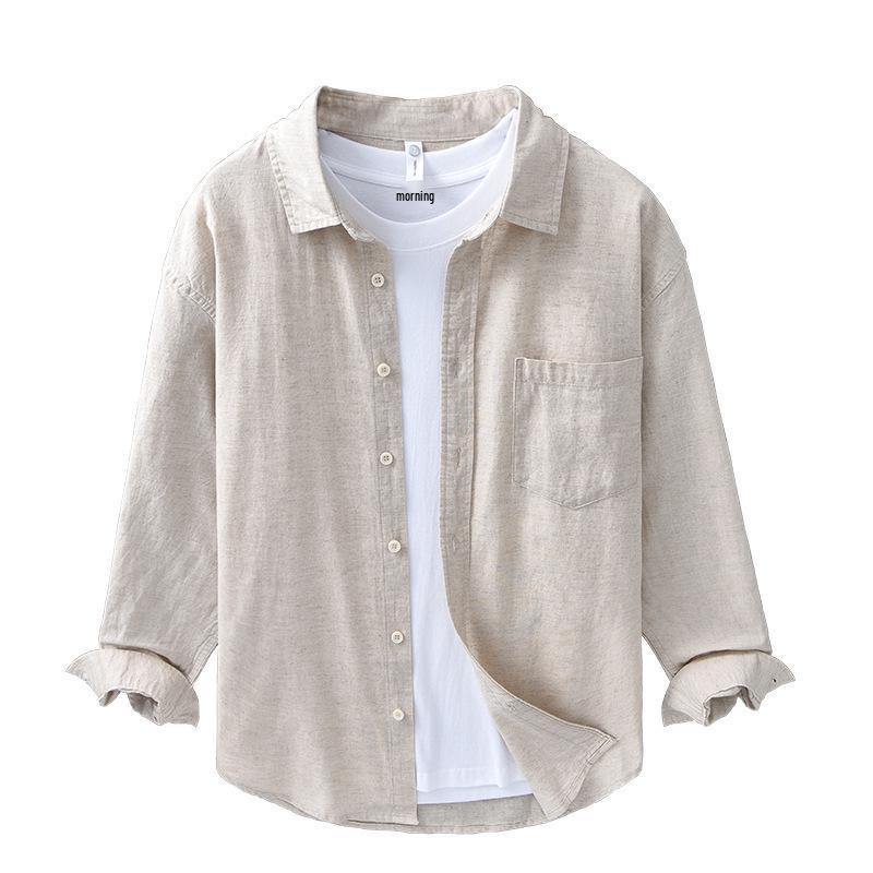 Men's Linen Business Casual Long Sleeve Shirt - Spring/Summer Versatile Cotton Linen Top