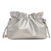 Small Pu Bucket Handbag With Wrinkled Texture And Chain Shoulder Strap For Street Fashion