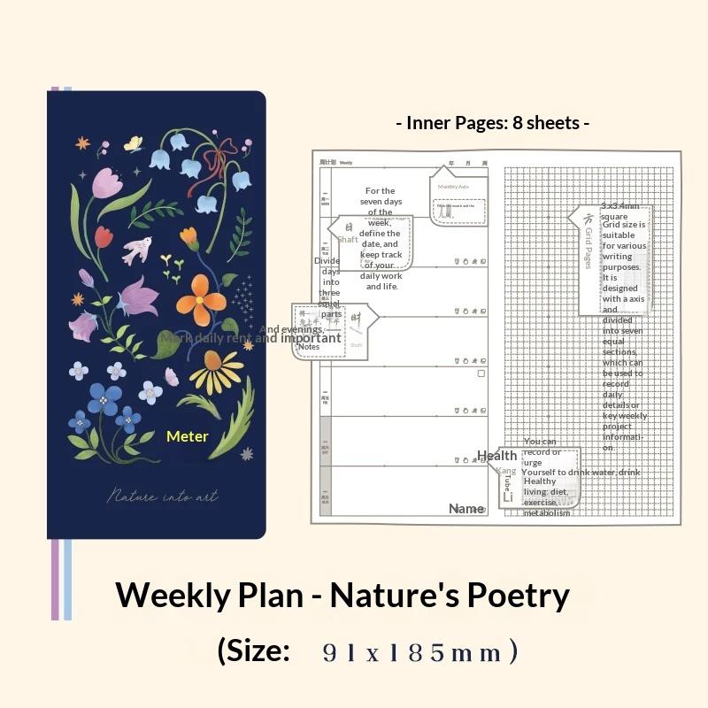 Kinbor Artist Illustrated Weekly Planner Mini Self-Date Organizer Notebook Daily Plan Journal for Work/Travel/Study Kawaii Gifts
