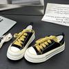 6 Blue and White Porcelain Summer Breathable Low-top Canvas Shoes, New Female Students Thick-soled Breathable Casual Board Shoes