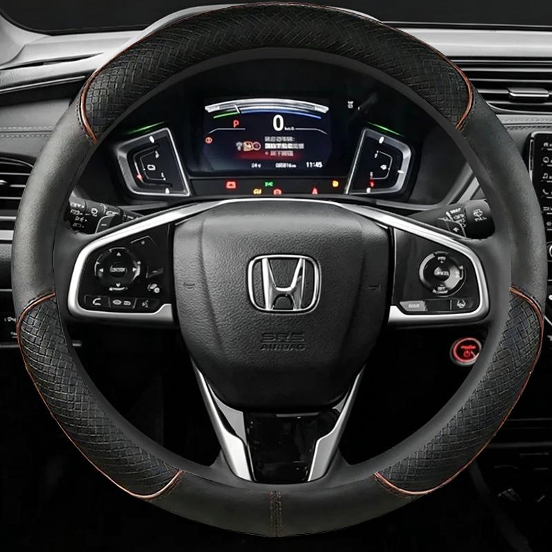 38CM Carbon Fiber Car Steering Wheel Cover Breathable Anti Slip For Honda Mugen Power Civic Accords CRV Hrv Jazz CBR VTEC VFR